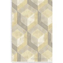 Papier peint intissé géométrique – 52 cm x 10,05 m – Jaunes et gris – Pièce destination, Style, Motif décoratif, Largeur, Mode de fixation, Longueur