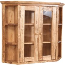 Vetrina Cucina In Legno 86x75x21cm Vetrinetta Da Parete Legno 9 Ripiani Pensile Bagno Naturale 2 Ante Mobiletto Bagno Sospeso