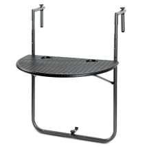 Swanew Balkonhängetisch, Balkontisch Zum Hängen, Hängetisch Klappbar Beistelltisch Gartentisch, Klapptisch Mit 3 Höhen, 2 Tassenhalterungen, In Rattan