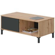 Frs - Tavolino Fisso Brooklyn In Rovere Nodi E Grigio Antracite In Stile Industriale