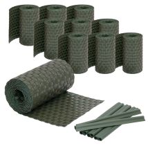 Sichtschutzstreifen Rattan Optik Inklusive Befestigungsclips - 250 X 19cm, 10 Stück (25m), Grün Mit 20 Befestigungsclips
