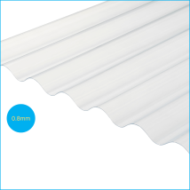 Radmat Building Products - Solstice 3' Pvc Corrugated Lightweight Sheeting Clear 2440mm X 762mm X 0.8mm