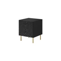 Bim Furniture - Comodino Hole, Set Di Due, Frontale Fresato, Pannello In Mdf Nero Opaco