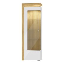 Vente-unique - Vitrina 1 Puerta Apertura A La Izquierda Con Led Teo Blanco Y Madera