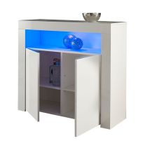 Mmt Furniture Designs Ltd - Modern White Matt Gloss Buffet Sideboard Cabinet With Led Lights- Length 90cm X Depth 35cm X Height 83cm