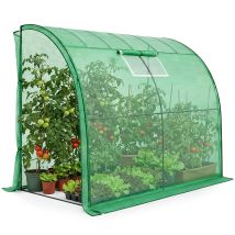 Invernadero De Jardín Adosado Con Estructura Metálica Y Cubierta De Pe 1 Puerta 1 Ventana Verde 100x200x210 Cm