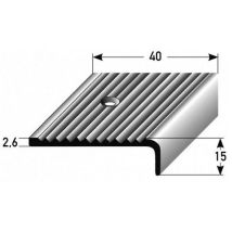 Auer - Treppenkante / Treppenkantenprofil / Winkelprofil (größe 40 Mm X 15 Mm) Aus Aluminium Eloxiert, Gebohrt, Von Metall -silber-1000
