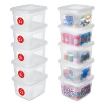 Iris Ohyama, Petite Boite De Rangement Multi-usages, 2l, Lot De 10, Transparent, Mcb-2