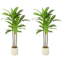 Homcom 90cm Lifelike Fake Tree With Bendable Trunks For Home Decor, Green