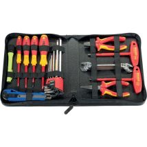 Estuche para herramientas de cuero artificial negro – 25 bucles de goma – 480 x 20 x 225 mm