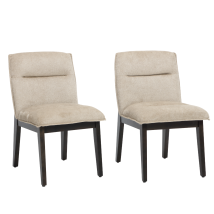 Wahson Mid-century Dining Chairs Chenille 2pcs, Upholstered Kitchen Chairs With Wood Legs For Dining Room Kitchen Living Room, Oatmeal