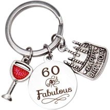 Porte-clés Cadeau Pour Un 60e Anniversaire Avec Boîte À Bijoux Noire Pour Femmes Et Hommes, Idéal Pour Un Anniversaire De Mariage Ou Un Anniversaire (