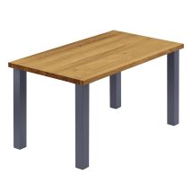 Lamo Manufaktur - Esstisch Küchentisch, 140x60x76 Cm (axbxh), Classic, Rustikal / Anthrazit, Lng-01-a-003-7016cl