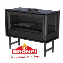 Bronpi - Bricosol Estufa De Leña Insertable Con Turbinas Modelo Paris-90- Cristal Derecho