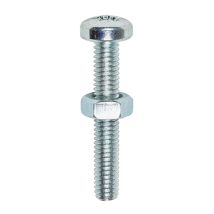 Timco Machine Pan Head Screws & Hex Nut Silver - M5 X 30