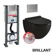 Pack Complet Wc Sans Bride Bati Autoportant + Cuvette Noir