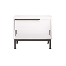 Mobili Rebecca - Table De Nuit 1 Tiroir Rebecca Mobili Sabbar 53,5x42,5x44,5 Panneau De Particules Fer Blanc Gris Foncé Moderne
