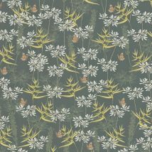 As Creation - Drawn Into Nature Green Wallpaper Butterflies Floral Flowers