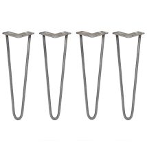 Legs - Set Di 4 Gambe Per Mobili Gamba Per Tavolo In Acciaio Gambe A Forcina Include Viti E Piedini Protezione Gratuiti (31-71cm) - 40.6cm - 2 Rebbi -