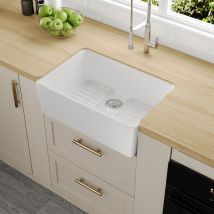 Évier De Céramique Deervalley Série Ferme – Bac Profond 60,5 X 40,8 Cm Avec Rebord Intégré Et Accessoires Inclus