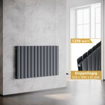 Elegant Flachheizkörper Anthrazit Horizontal Design Heizkörper Heizung Doppellagig 630x1001mm