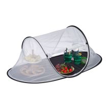 Fliegenhaube Lebensmittel, Gegen Fruchtfliegen, Groß, Obst & Kuchen, Insektenhaube, 40x107x58 Cm, Weiß-schwarz - Relaxdays