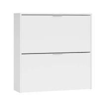 Hogar24 - Scarpiera Con 2 Ante A Soffietto In Bianco Opaco Per Camera Da Letto, Corridoio, Stile Moderno, 76x75x22 Cm
