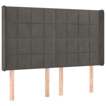 Tête De Lit Avec Oreilles, Résistante Et Économique, Panneau De Lit, Gris Foncé 147x16x118/128 Cm Velours Oib9840e
