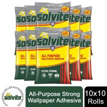Solvite - All-purpose Extra Strong Wallpaper Adhesive, 10 Sachets (approx 100 Rolls)