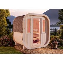 Sauna Tonneau Scandicube Mini Xs Naturel Bois Thermique, 42 Mm Épaisseur De Paroi 210 X 160 Cm - Finntherm