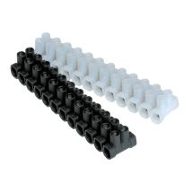 Regleta blanca de conexión de cable Serie 100 – 12 contactos divisibles – Poliamida 6 – Latón niquelado – Tornillos de acero cincado