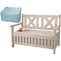 Needs&wants Gartenbank Holz Wetterfest Mit Stauraum Und Abdeckung, 2-sitzer Truhenbank Holzbank Klassisch, Parkbank Sitzbank Massiv Garten Outdoor Mit