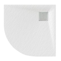 Luxury 900 X 900mm Low Profile Textured Quadrant Shower Tray And Waste - Quad White