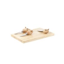 Kikkerland Piatto Per Formaggi In Legno Naturale Con Utensili