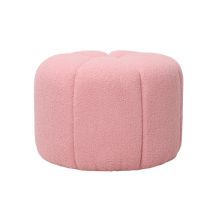 Pouf Rotondo Diam. Cm 51 H. 36 In Tessuto Effetto Boucle' Trapuntato Rosa