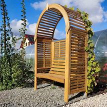 Roccolo Garden Arbour With Bench - Full Trellis - Pressure Treated Timber - L138 X W56 X H200 Cm