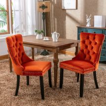 Set Di 2 Sedie Con Altezza Regolabile, Montaggio Rapido, Comfort Elevato E Rivestimento In Velluto Arancione, Per Soggiorno
