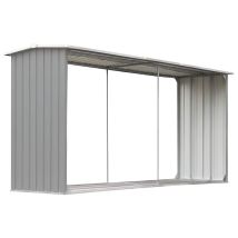 Abri De Stockage De Bois Acier Galvanisé 330x92x153 Cm Gris