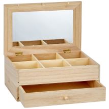 Artemio - Tavolino Con Portagioie, In Legno Da Decorare, Con Specchio