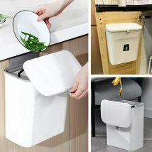 Sealed Indoor Kitchen Compost Bin With Lid For Food Waste, Small Kitchen Trash Can With Lid, Hanging Bin For Kitchen Cabinet Door Or Under Sink, 9l 