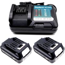 Powerwings - 3 Pack) 2x Battery 2.0ah & Charger Dc10wd For Makita 12v Cxt Bl1015 Bl1016 Bl1021b Bl1041b Bl1020b Bl1040b Compatible With Makita Df031d 