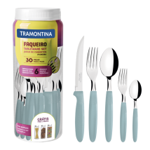 Ipanema Besteckset 30-teilig – Edelstahl mit Hochglanz – Polypropylen-Griffe – Blau