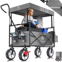 Kesser - Carretilla De Mano Plegable Con Techo Carretilla De Mano Carro De Transporte Carretilla Portaequipajes Incl. 2 Bolsillos De Rejilla Y Una 