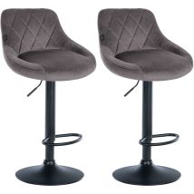 Set Di 2 Sgabelli Da Bar Lazio Velvet Grigio Nero