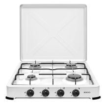 Gaskocher SOGO – 4 Brenner – Emaille-Metall – Weiß – Campingkocher COC-SS-10270