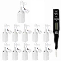 11pcs Douille E27 Blanc, E27 Rénovation Douille, 250v 4a Douille De Lampe Avec Câble, Douille De Chantier, Convertisseur Baïonnette Pour Ampoules Led 