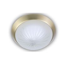 Niermann - Led-deckenleuchte Rund, Schliffglas Satiniert, Dekorring Messing Matt, Ø 25cm