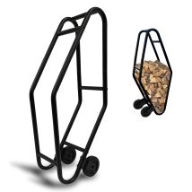 Kaminholztrolley Mit 2 Rollen Metall Stabil Ständer Stahl Brennholzwagen