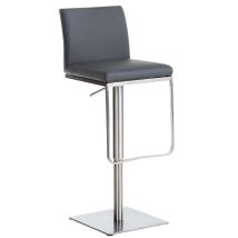 Sgabello Da Bar X1 Con Poggiapiedi Base Quadrata In Acciaio Inossidabile Seduta In Pvc Grigio 100005312
