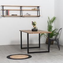 S.d.s - Mesa De Comedor Uley 180x80x75cm Negra En Madera Maciza De Pino Acabado Vintage Estilo Industrial Box Furniture